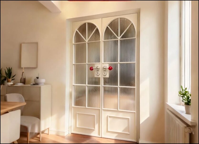 Custom French Vintage White Door Titanium Magnesium Aluminum Alloy Balcony Kitchen Bedroom Partition Door Glass Double Door