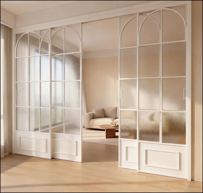 Kitchen sliding door, French vintage triple linkage, living room balcony, bedroom partition, hanging rail, floor rail, glass sliding door, customization