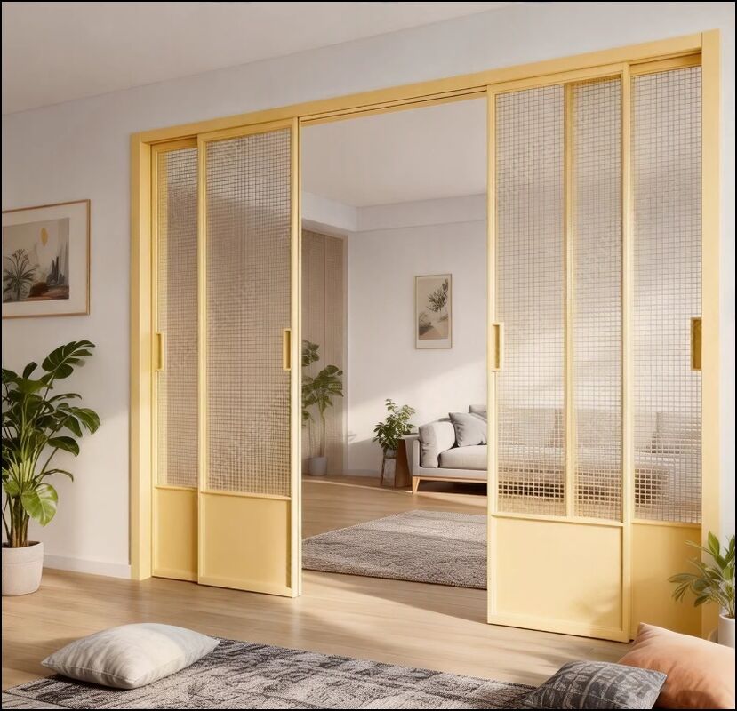 French vintage triple linkage sliding door, kitchen glass door, aluminum alloy partition door, living room balcony, floor rail sliding door