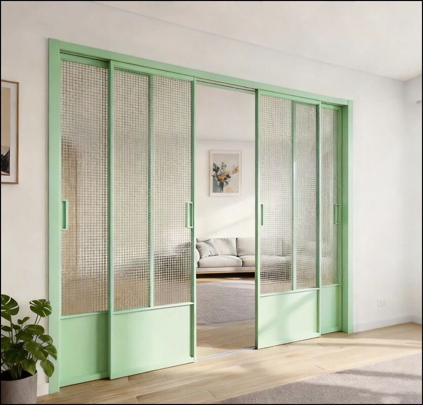 French vintage triple linkage sliding door, kitchen glass door, aluminum alloy partition door, living room balcony, floor rail sliding door