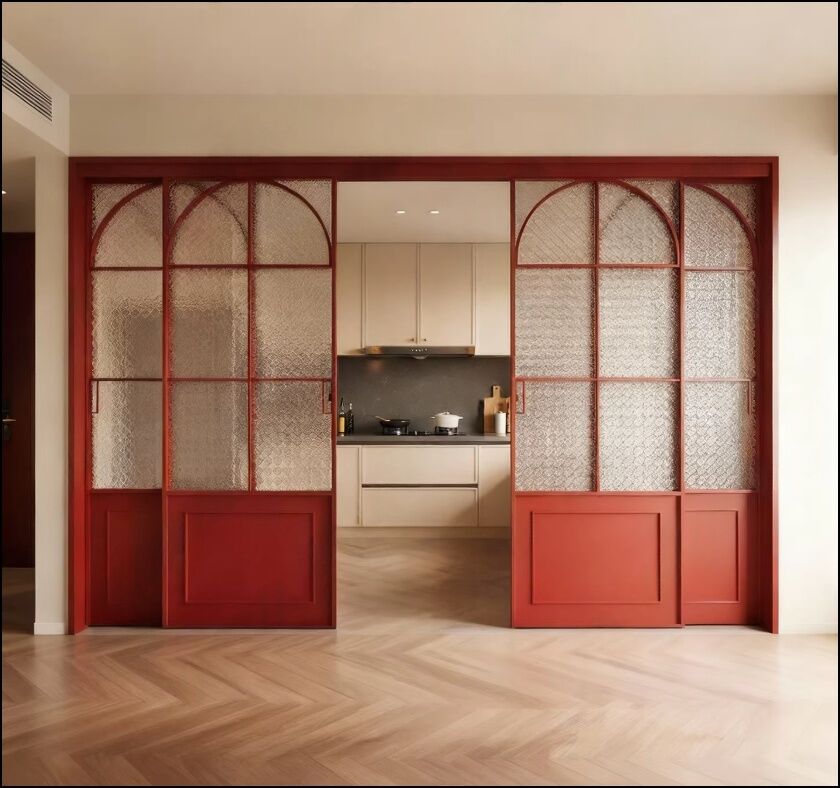 French vintage kitchen door custom sliding door triple linkage bedroom hanging rail simple balcony translation partition glass door