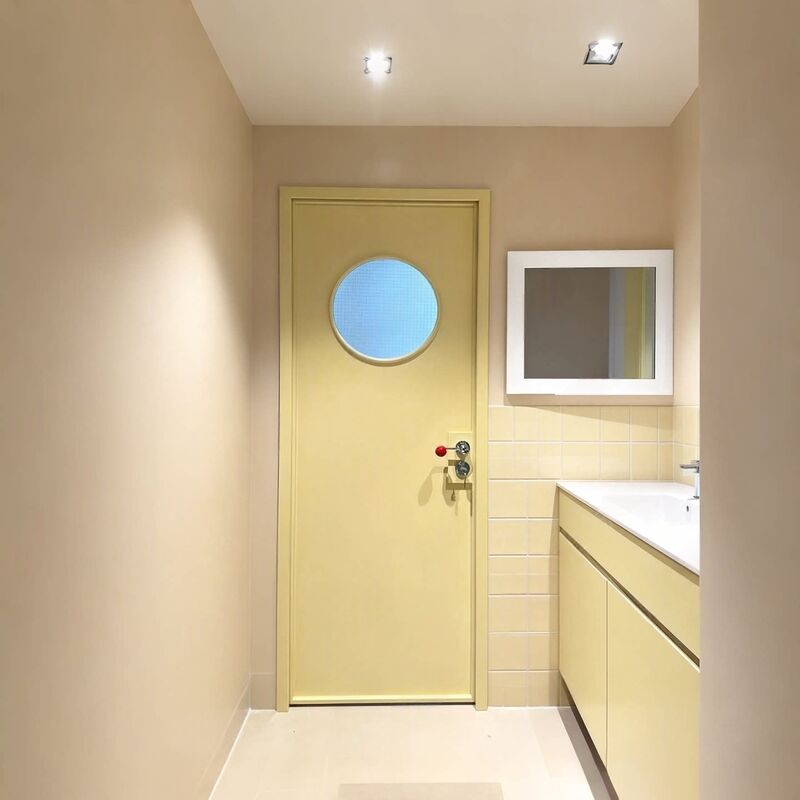 New French Retro Style Hollow Bathroom Door with Dopamine Colored Glass, Custom Titanium Magnesium Alloy Shower Door